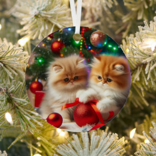 Tuxedo Cat Christmas Ceramic Ornaments 2024-Cute Santa Hat Cat Holiday Present Xmas Tree Decorations Cute Animal Home Decor Ornament Flat