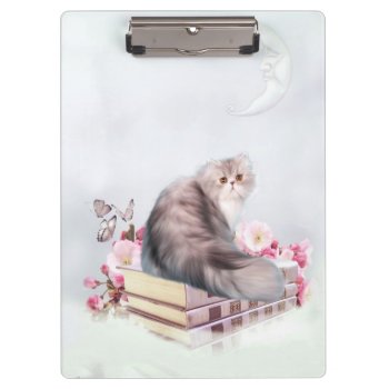 Persian Kitty And Books Clipboard by deemac2 at Zazzle