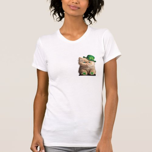 Persian Kitty in Green Hat T_Shirt