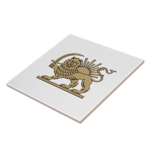 Persian Lion and Sun Ceramic Tile