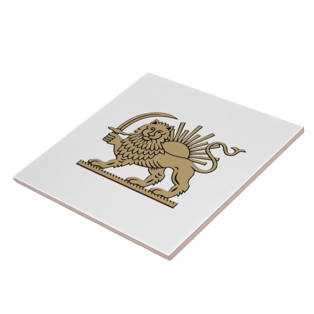 Persian Lion and Sun Ceramic Tile (Side)