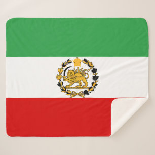 Persian Lion And Sun Flag Crown Iranian Patriotic Sherpa Blanket