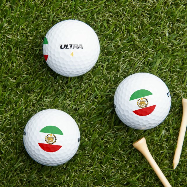 Persian Lion And Sun Flag Crown Pahlavi Monarchy Golf Balls (Insitu Grass)