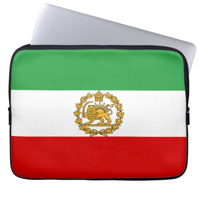 Persian Lion And Sun Flag Crown Pahlavi Monarchy Laptop Sleeve (Front)