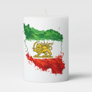 Persian Lion & Sun Candle   Iran Map Decorative Ca