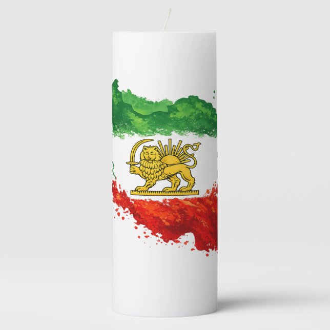 Persian Lion & Sun Candle | Iran Map Decorative Ca (Front)