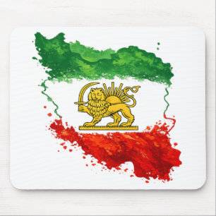 Persian Lion & Sun Mouse Pad Iran Map Desk Mat