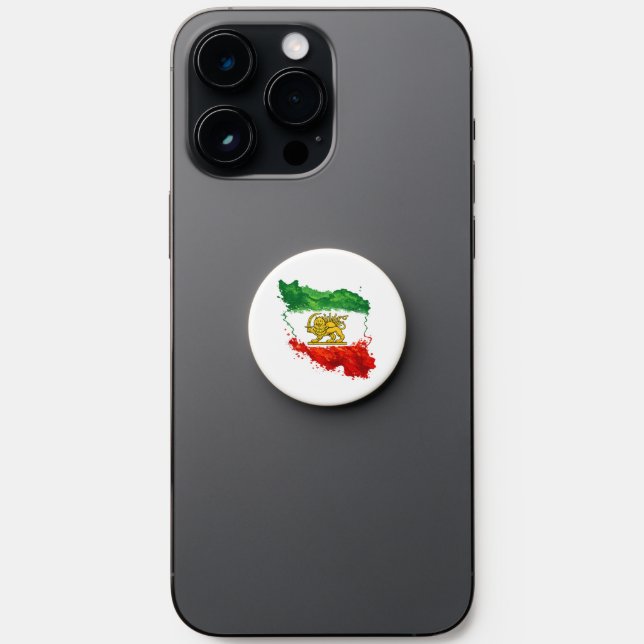 Persian Lion & Sun Phone Grip | Iran Map PopSocket (Front)