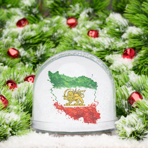 Persian Lion & Sun Snow Globe Iran Map Decorativ