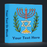 Persian Magen David Menorah Binder<br><div class="desc">This image was adapted from an antique Persian Jewish tile and features a menorah with a Magen David (Star of David) framed by olive branches.  The imperfections of the original,  hand-painted image have been preserved.</div>