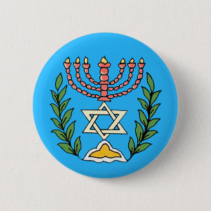 Persian Magen David Menorah Button