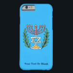 Persian Magen David Menorah Barely There iPhone 6 Case<br><div class="desc">This image was adapted from an antique Persian Jewish tile and features a menorah with a Magen David (Star of David) framed by olive branches.  The imperfections of the original,  hand-painted image have been preserved. Add your own text.</div>