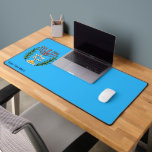 Persian Magen David Menorah Desk Mat<br><div class="desc">This image was adapted from an antique Persian Jewish tile and features a menorah with a Magen David (Star of David) framed by olive branches.  The imperfections of the original,  hand-painted image have been preserved. Customize by adding your own text.</div>