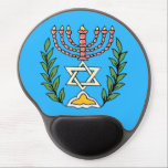 Persian Magen David Menorah Gel Mouse Pad<br><div class="desc">This image was adapted from an antique Persian Jewish tile and features a menorah with a Magen David (Star of David) framed by olive branches.  The imperfections of the original,  hand-painted image have been preserved.</div>