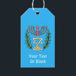 Persian Magen David Menorah Gift Tags<br><div class="desc">This image was adapted from an antique Persian Jewish tile and features a menorah with a Magen David (Star of David) framed by olive branches.  The imperfections of the original,  hand-painted image have been preserved. Add your own text.</div>