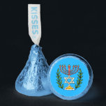 Persian Magen David Menorah  Hershey®'s Kisses®<br><div class="desc">This image was adapted from an antique Persian Jewish tile and features a menorah with a Magen David (Star of David) framed by olive branches.  The imperfections of the original,  hand-painted image have been preserved.</div>