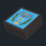 Persian Magen David Menorah Keepsake Box<br><div class="desc">This image was adapted from an antique Persian Jewish tile and features a menorah with a Magen David (Star of David) framed by olive branches.  The imperfections of the original,  hand-painted image have been preserved.</div>