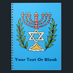 Persian Magen David Menorah Notebook<br><div class="desc">This image was adapted from an antique Persian Jewish tile and features a menorah with a Magen David (Star of David) framed by olive branches.  The imperfections of the original,  hand-painted image have been preserved.</div>