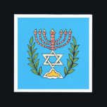 Persian Magen David Menorah Paper Napkins<br><div class="desc">This image was adapted from an antique Persian Jewish tile and features a menorah with a Magen David (Star of David) framed by olive branches.  The imperfections of the original,  hand-painted image have been preserved.</div>