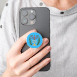 Persian Magen David Menorah PopSocket<br><div class="desc">This image was adapted from an antique Persian Jewish tile and features a menorah with a Magen David (Star of David) framed by olive branches.  The imperfections of the original,  hand-painted image have been preserved.</div>