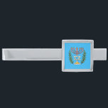 Persian Magen David Menorah Silver Finish Tie Clip<br><div class="desc">This image was adapted from an antique Persian Jewish tile and features a menorah with a Magen David (Star of David) framed by olive branches.  The imperfections of the original,  hand-painted image have been preserved.</div>