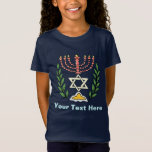 Persian Magen David Menorah T-Shirt<br><div class="desc">This image was adapted from an antique Persian Jewish tile and features a menorah with a Magen David (Star of David) framed by olive branches.  The imperfections of the original,  hand-painted image have been preserved.</div>