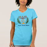 Persian Magen David Menorah T-Shirt<br><div class="desc">This image was adapted from an antique Persian Jewish tile and features a menorah and Magen David (Star of David) framed by olive branches.  The imperfections of the original,  hand-painted image have been preserved.</div>