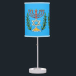 Persian Magen David Menorah Table Lamp<br><div class="desc">This image was adapted from an antique Persian Jewish tile and features a menorah with a Magen David (Star of David) framed by olive branches.  The imperfections of the original,  hand-painted image have been preserved.</div>