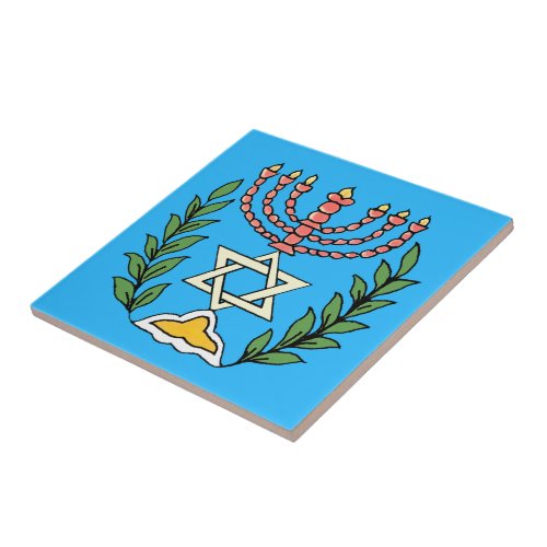 Persian Magen David Menorah Tile