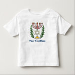 Persian Magen David Menorah Toddler T-shirt<br><div class="desc">This image was adapted from an antique Persian Jewish tile and features a menorah with a Magen David (Star of David) framed by olive branches.  The imperfections of the original,  hand-painted image have been preserved.</div>