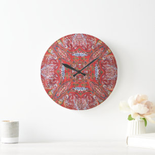 Persian Medallion Botanical Fabric Photo Large Clock