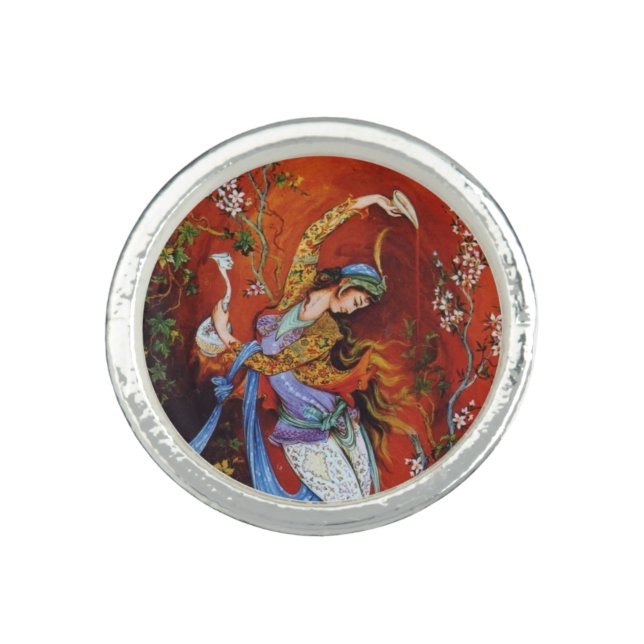 Persian Miniature Dancing Nymph Ring (Front)