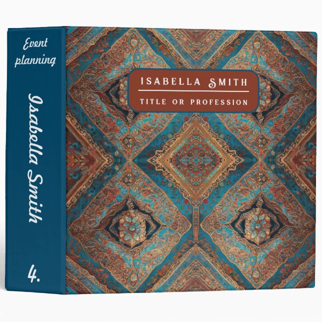 Persian Modern Beautiful Old Pattern Collection 3 Ring Binder (Front/Spine)