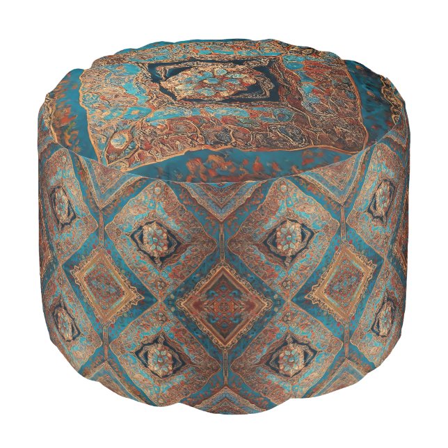 Persian Modern Beautiful Old Pattern Collection Pouf (Angled Front)