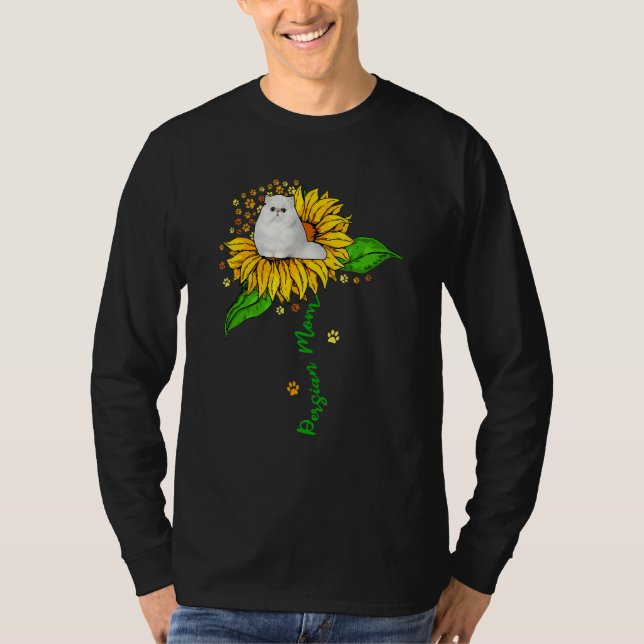 Persian Mom Cute Cat On Sunflower Paws Lover Mothe T-Shirt (Front)