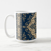 Persian Mug Vintage Medallion Navy Gold Gift