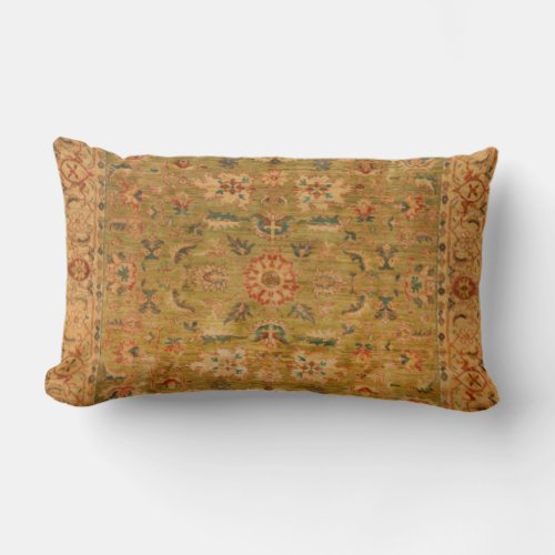 Persian Muted Green Yellow Blue Throw Pillow