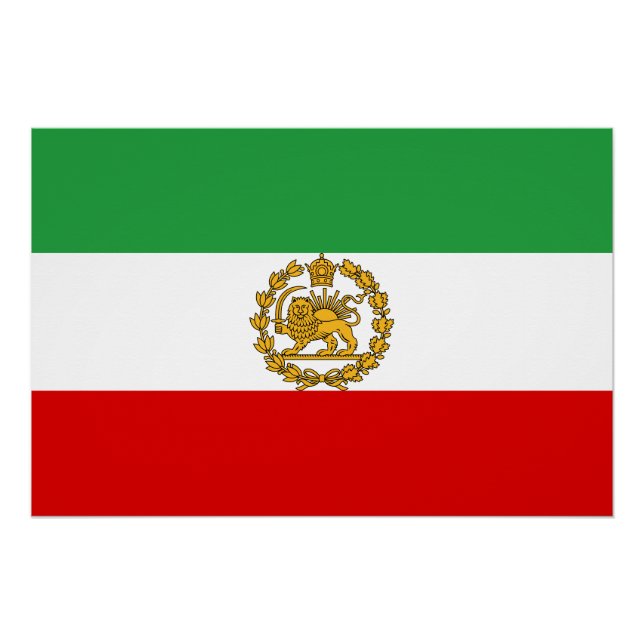 Persian National Lion And Sun Flag Monarchy Crown Poster (Front)