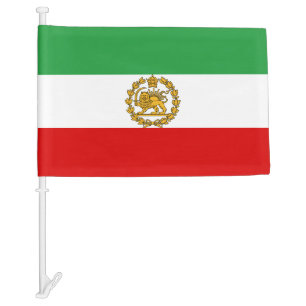 Persian National Lion And Sun With Crown Car Flag