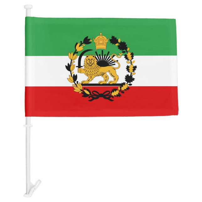 Persian National Lion Sun With Crown Pahlavi Iran Car Flag (Front)