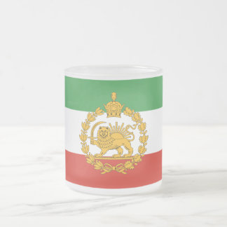 Persian National Lion Sun With Crown Pahlavi Iran Frosted Glass Coffee Mug