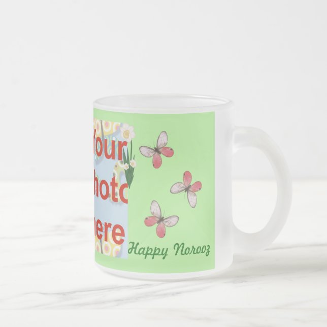 Persian New Year Happy Norooz  سال نو مبارک Frosted Glass Coffee Mug (Right)