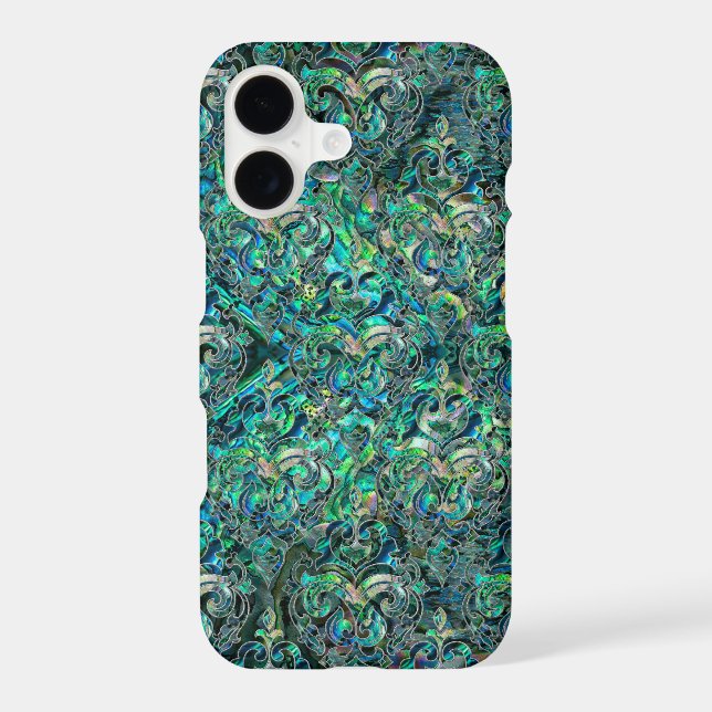 Persian Oriental pattern abalone and silver Iphone Case (Back)