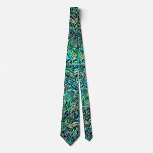 Persian Oriental pattern abalone and silver Neck Tie