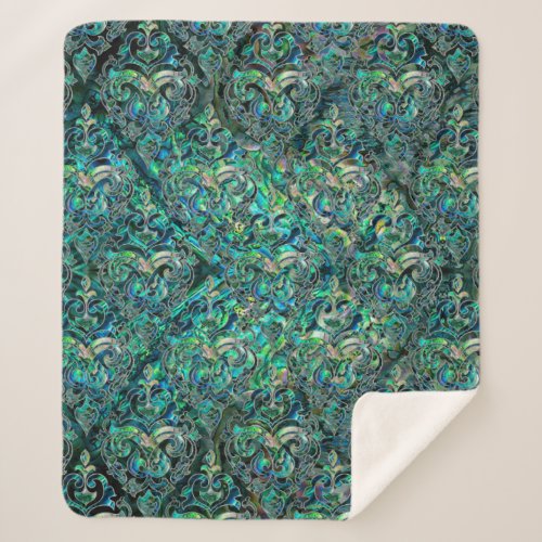 Persian Oriental pattern abalone and silver Sherpa Blanket
