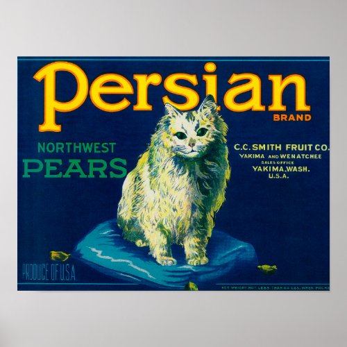Persian Pear Crate LabelYakima, WA