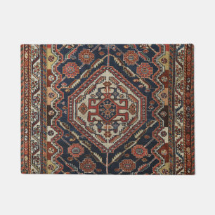 Persian Qashqai Aztec Royal Blue Red Doormat