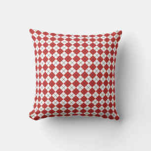 Persian Red and White Checkered Argyle Pattern Throw Pillow
