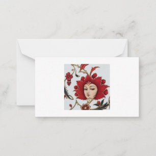 Persian Red Rose Lady Gift Envelope Elegant Flor Note Card