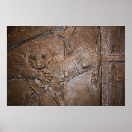 Persian Relief Lion  Bull Poster